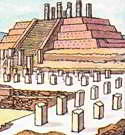 вид храма тольтеков в их столице, городе Тула